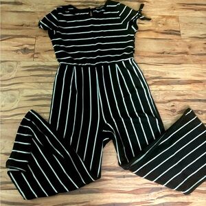 Sequin Heart Girls Romber (Size Large) (Black and White stripes)